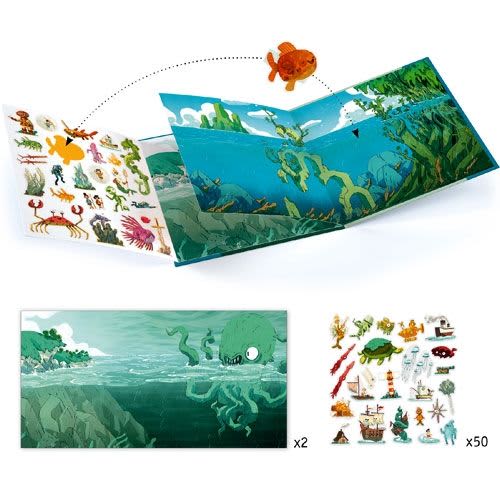 djeco herbruikbaar stickeren avonturen op zee 4 7 jaar