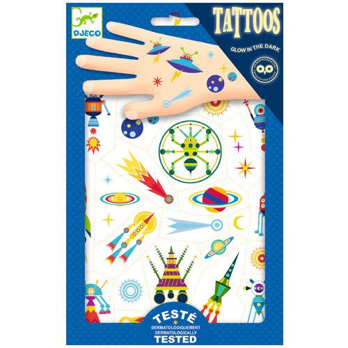 djeco tattoos ruimtevaart glow in the dark