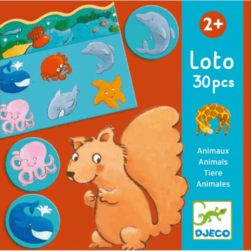 djeco memo, loto, domino dieren