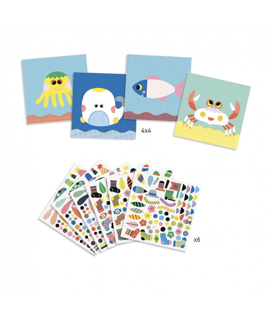 djeco creëer met stickers zeedieren 3 6 jaar