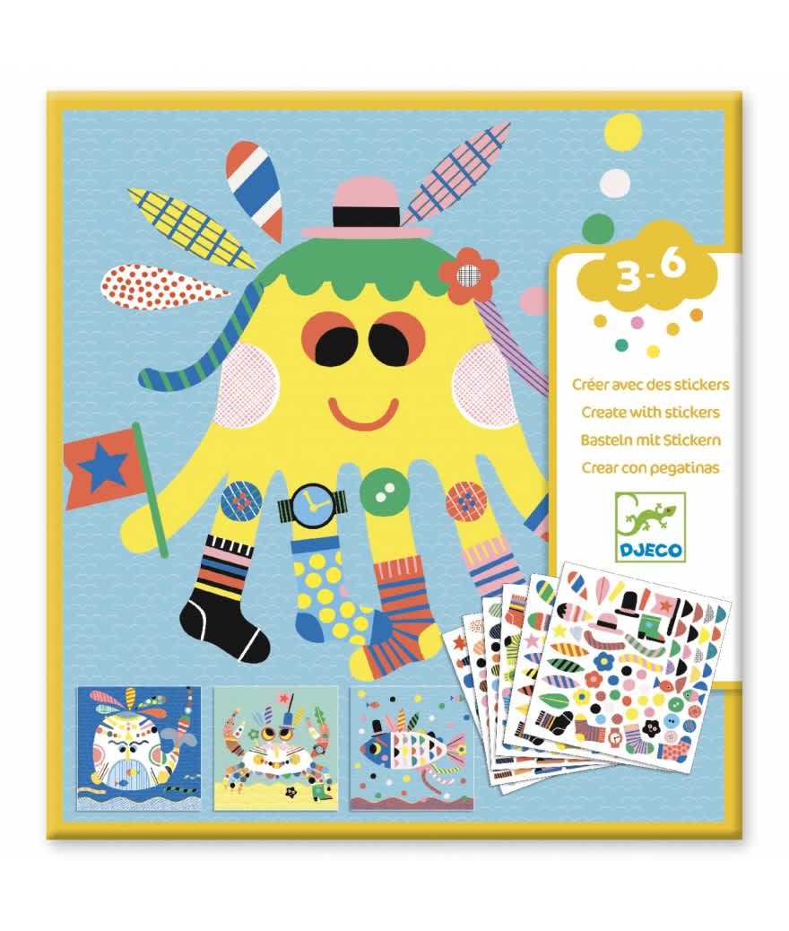 djeco creëer met stickers zeedieren 3 6 jaar