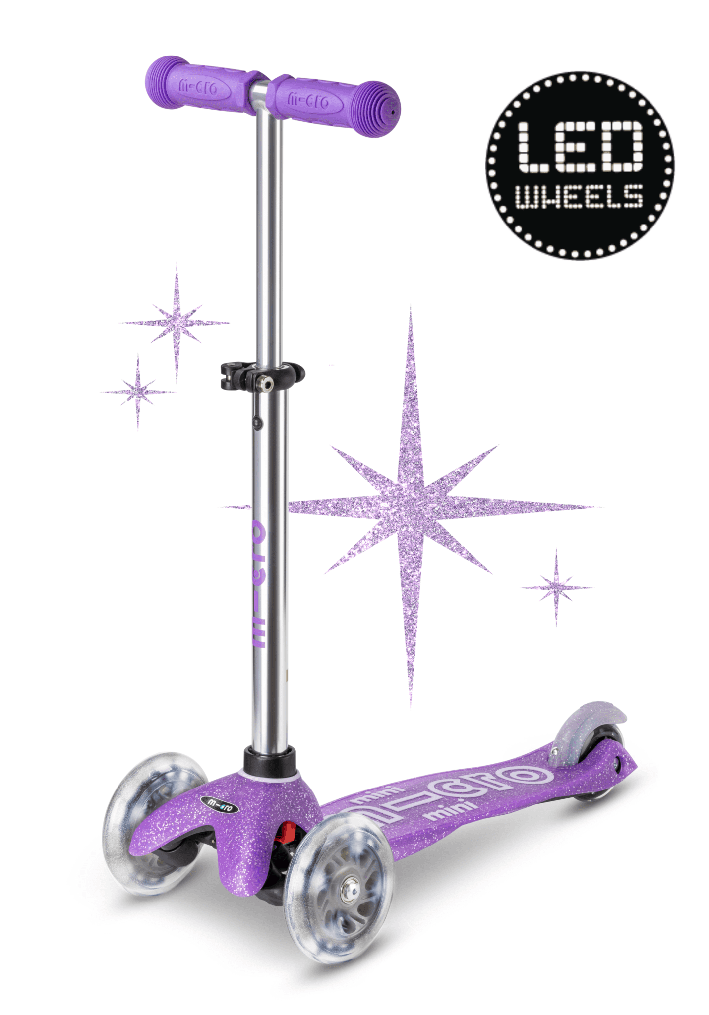 micro mini step deluxe glitter led paars