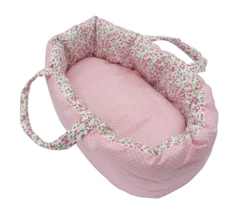 poppendraagmand 40cm roze/bloem