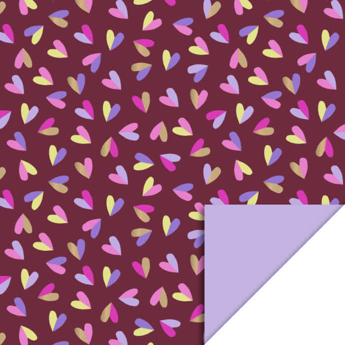 hearts duo beet red lilac 70cmx3mtr consumentenrol inpakpapier