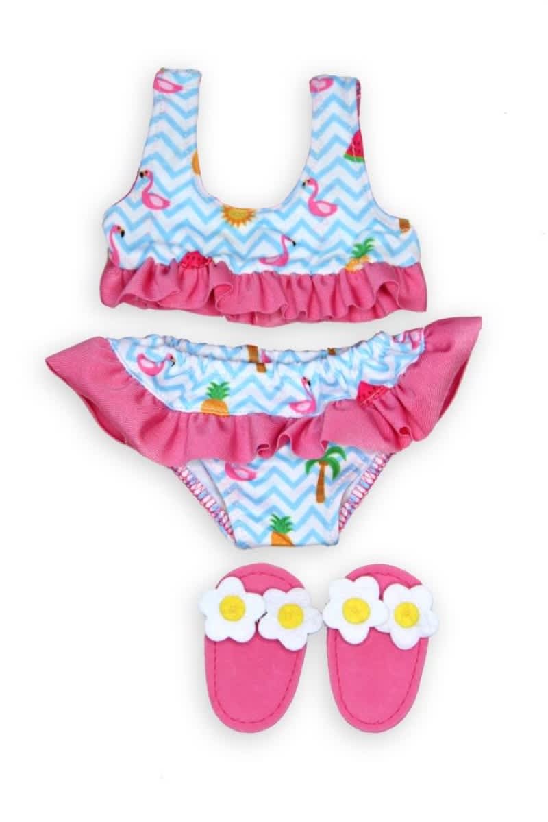 flamingo bikini met slippers 35 45cm