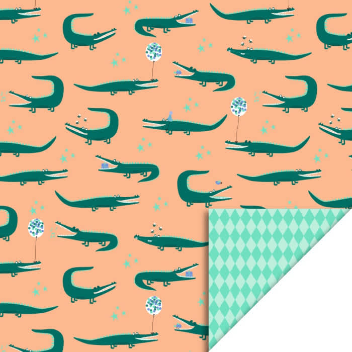 crocodile peach harlequin mint 70cmx3mtr consumentenrol inpakpapier