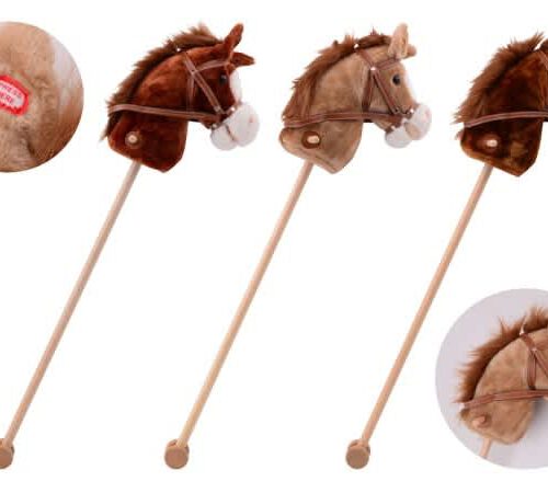 stokpaard met geluid, 3 kleuren assorti