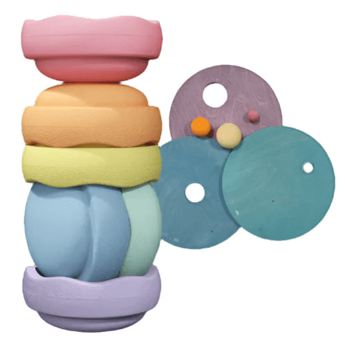 grimms x stapelstein® set rolling discs cool pastel