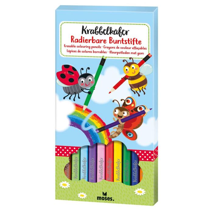 krabbelkäfer kleurpotloden met gum set van 12st