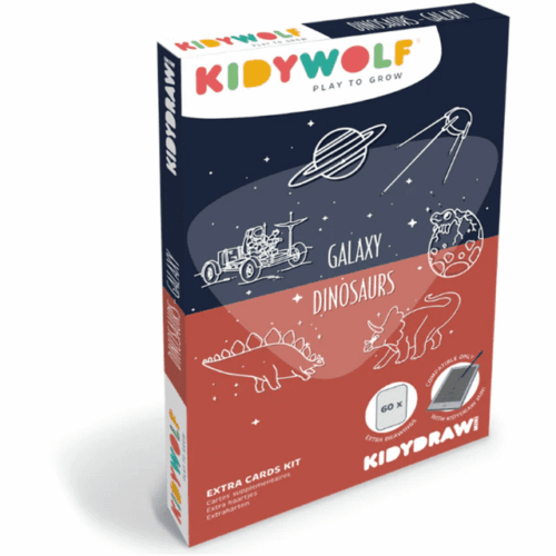 kidywolf kidydraw mini refill extra tekenkaarten 60 dinosaurussen en galaxy