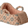 maileg carry cot, baby mouse rose