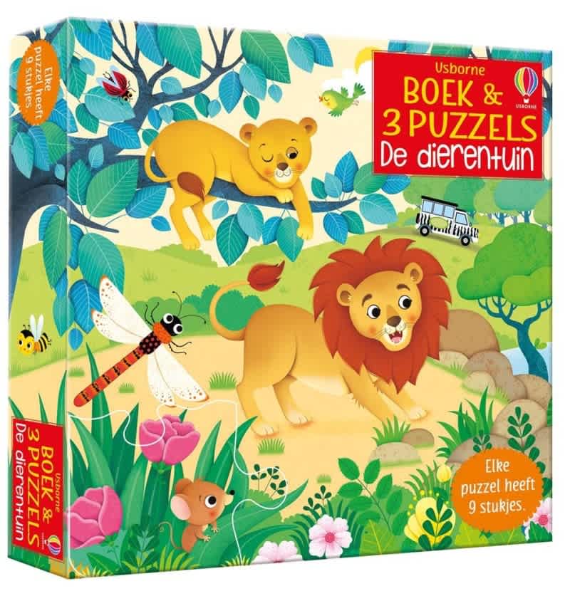 usborne boek & 3 puzzels de dierentuin