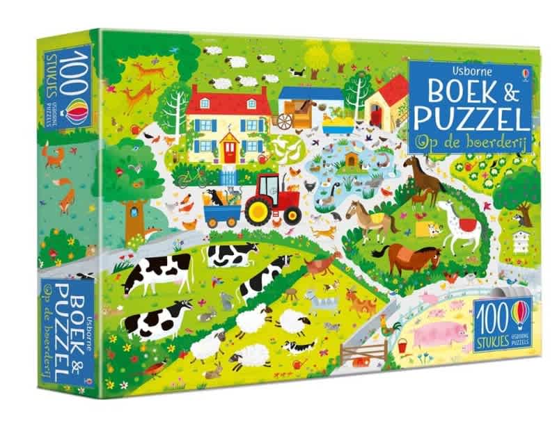 usborne boek & puzzel op de boerderij