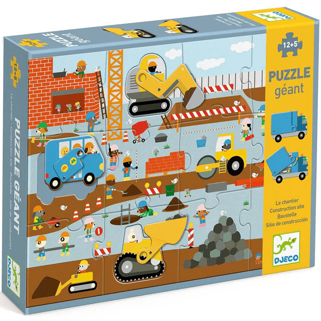 djeco grote bewegende puzzel de bouwplaats 3+
