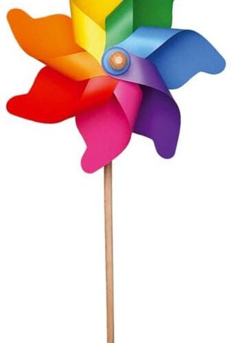 giobas windmolen regenboog kunststof met houten stok 76cm