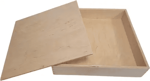 houten speelbak met deksel (25x25x5cm)