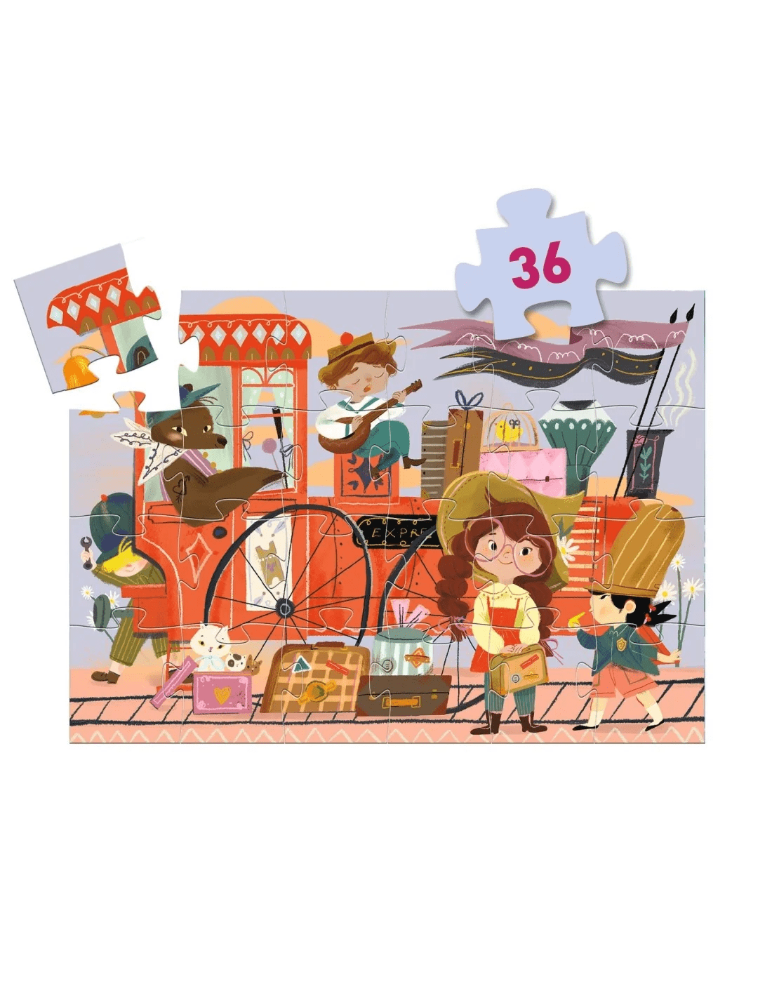 djeco silhouette puzzle mia's reis 36 pcs +4