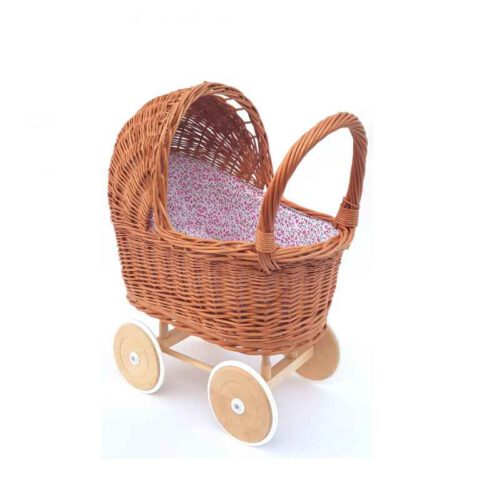 poppenwagen riet met boemetjesstof
