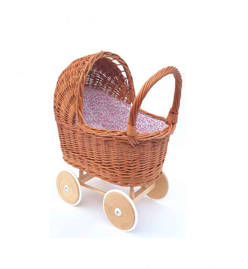 poppenwagen riet met boemetjesstof