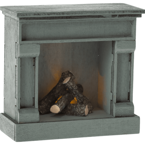 maileg fireplace with light blue