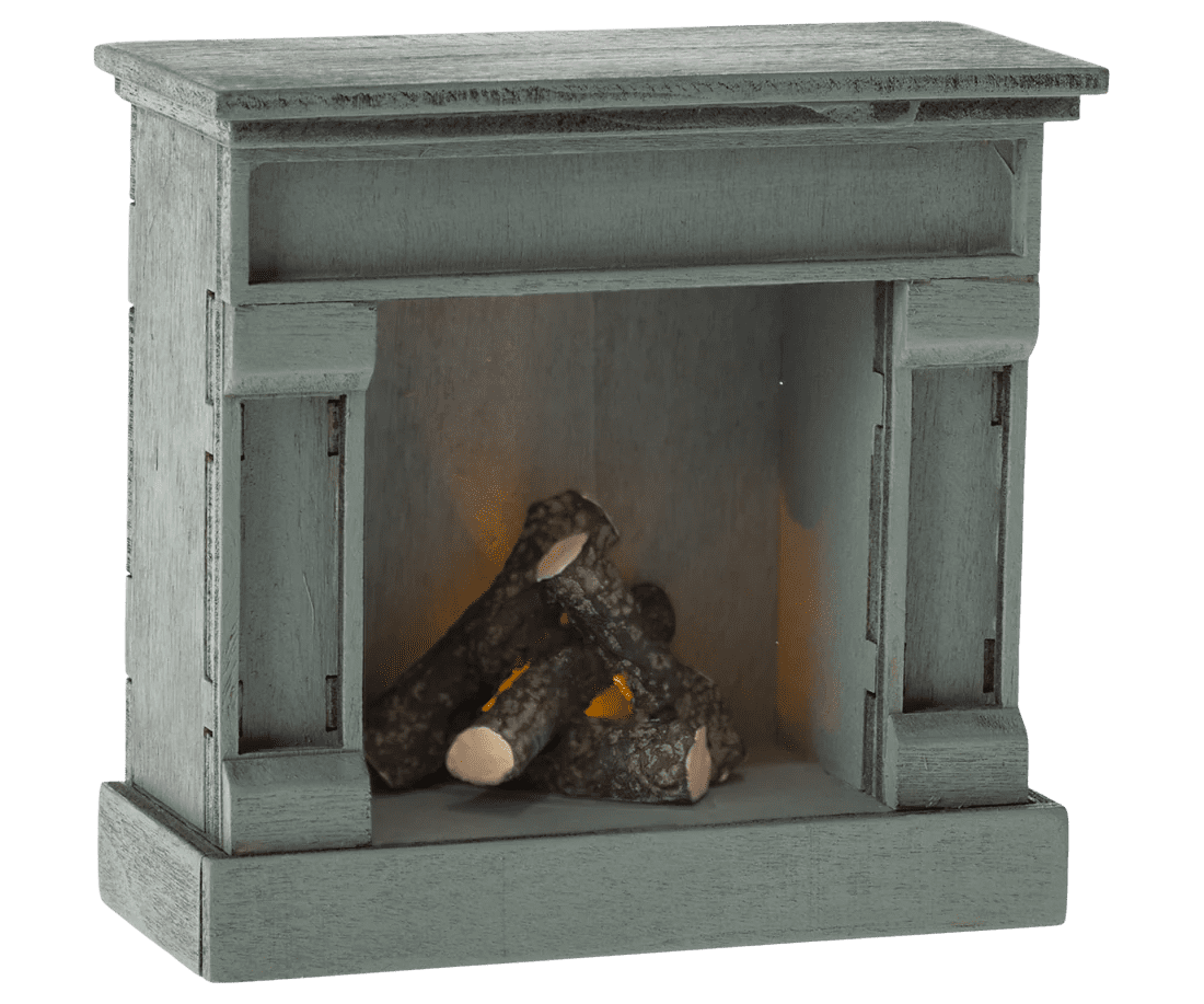 maileg fireplace with light blue