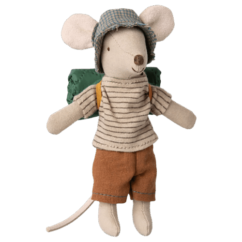 maileg hiker mouse, big brother thin stripes