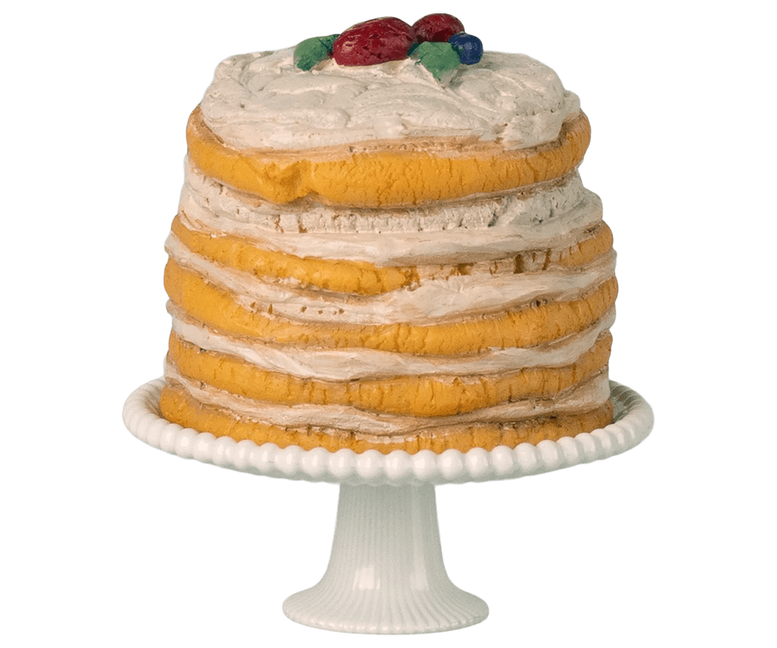 maileg party cake and cake stand, mouse off white