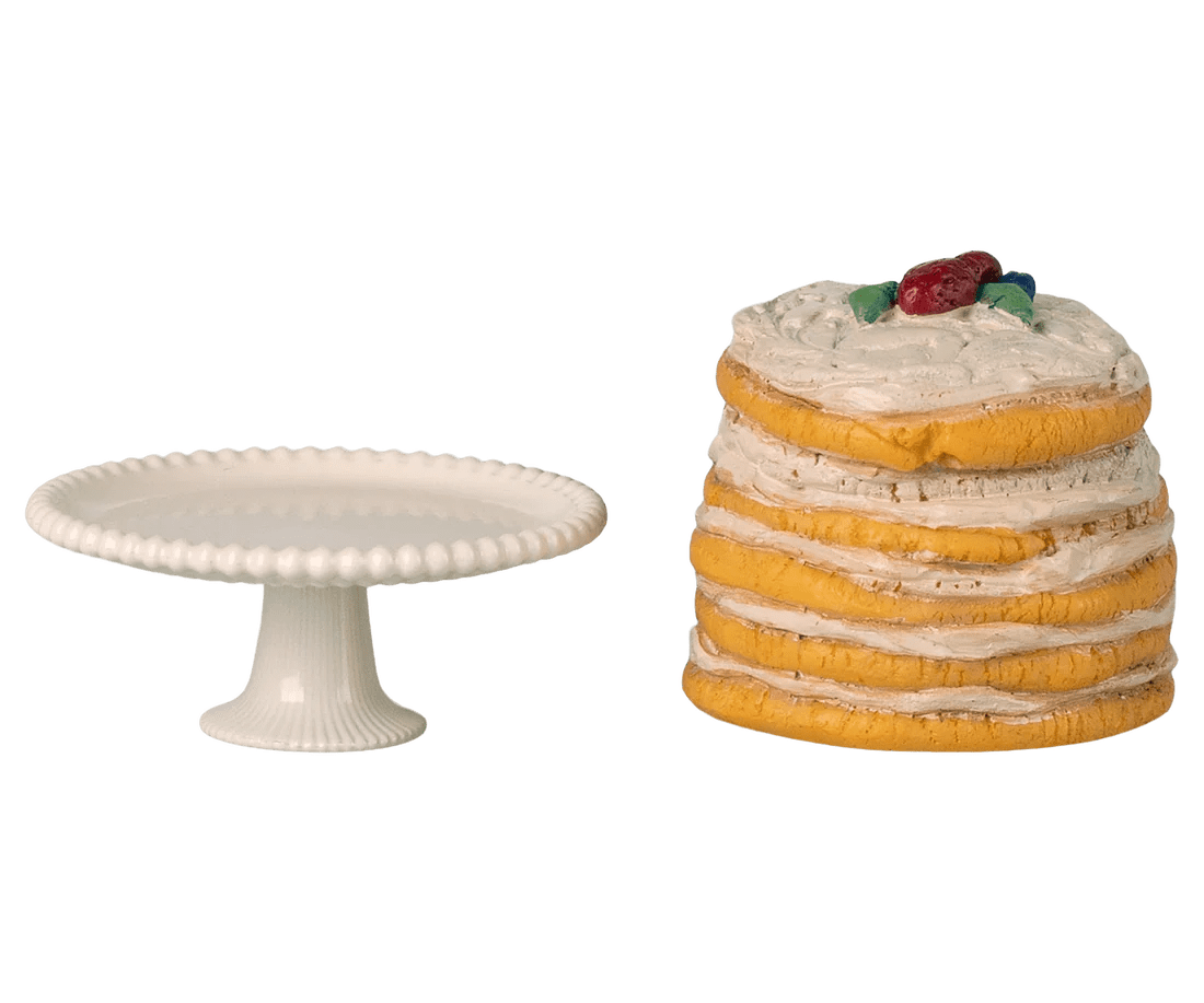 maileg party cake and cake stand, mouse off white