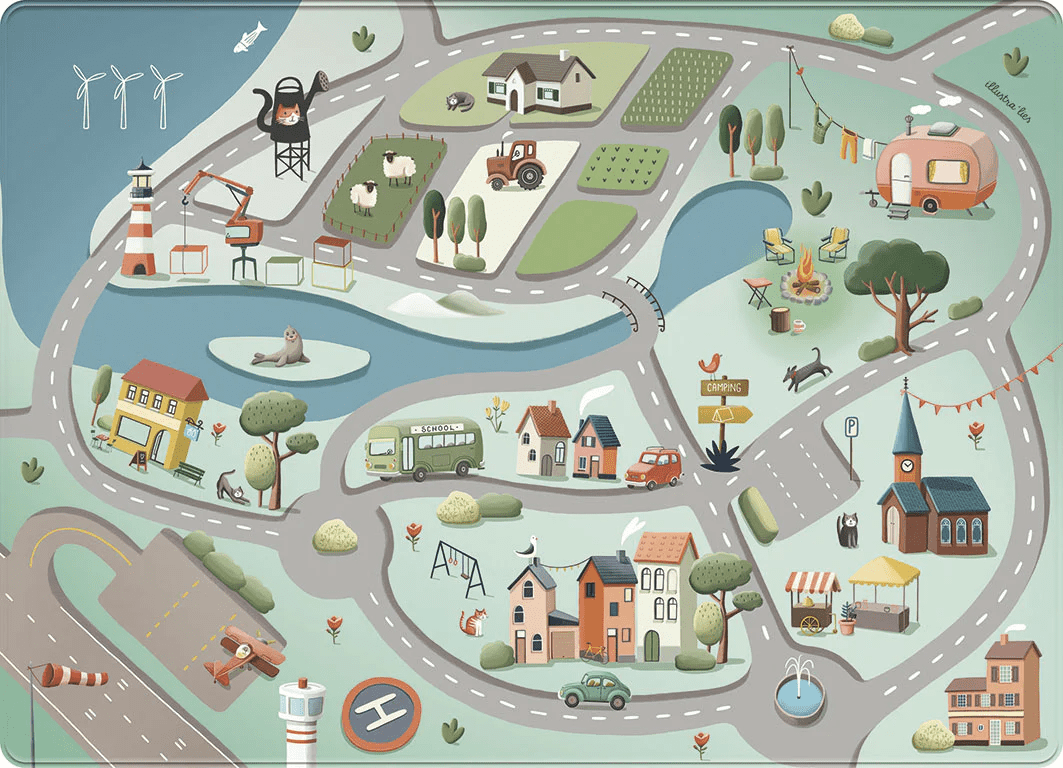 mats en joy speelkleed road trip grijs 130x180cm