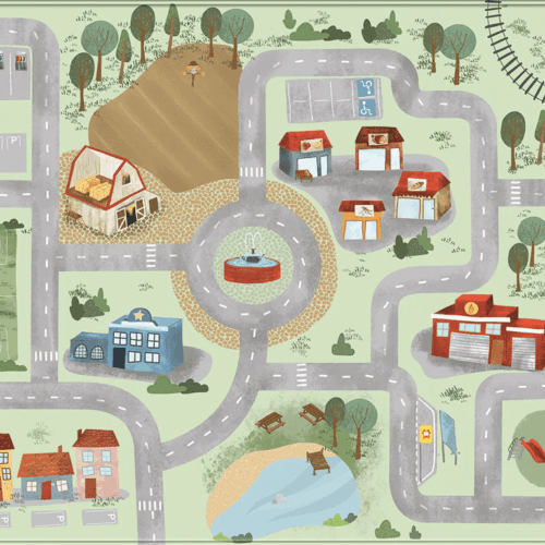 mats en joy speelkleed village 130x180cm