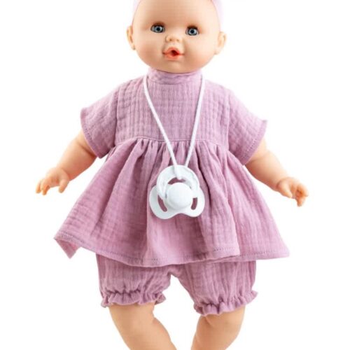 pop sonia lichtroze jurk met speen 36cm