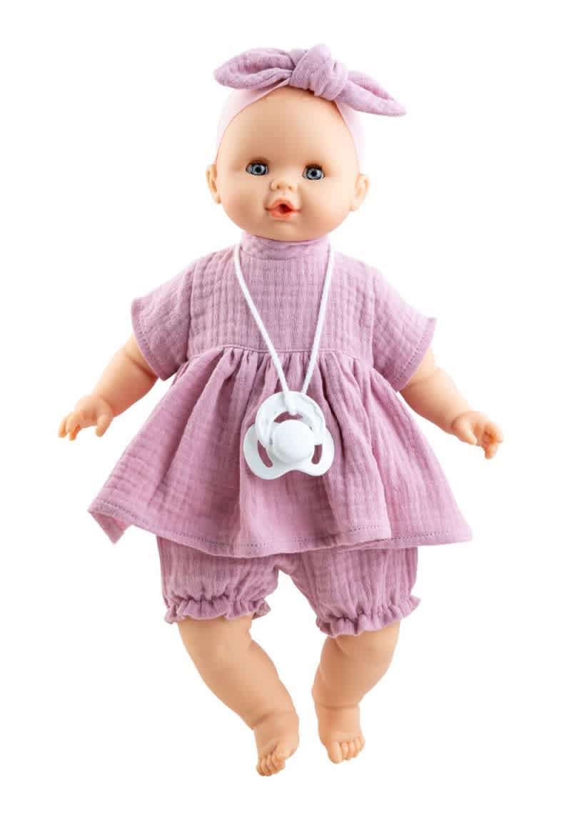 pop sonia lichtroze jurk met speen 36cm
