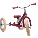 trybike steel driewieler vintage rood stabiel en duurzaam voor peuters