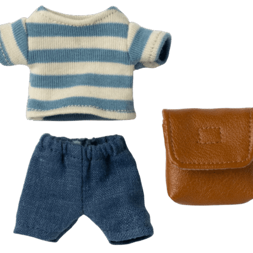 maileg clothes and bag, big brother mouse brown
