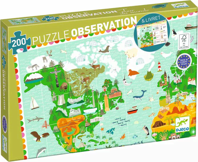 djeco observation puzzle around the world 200pcs 6+