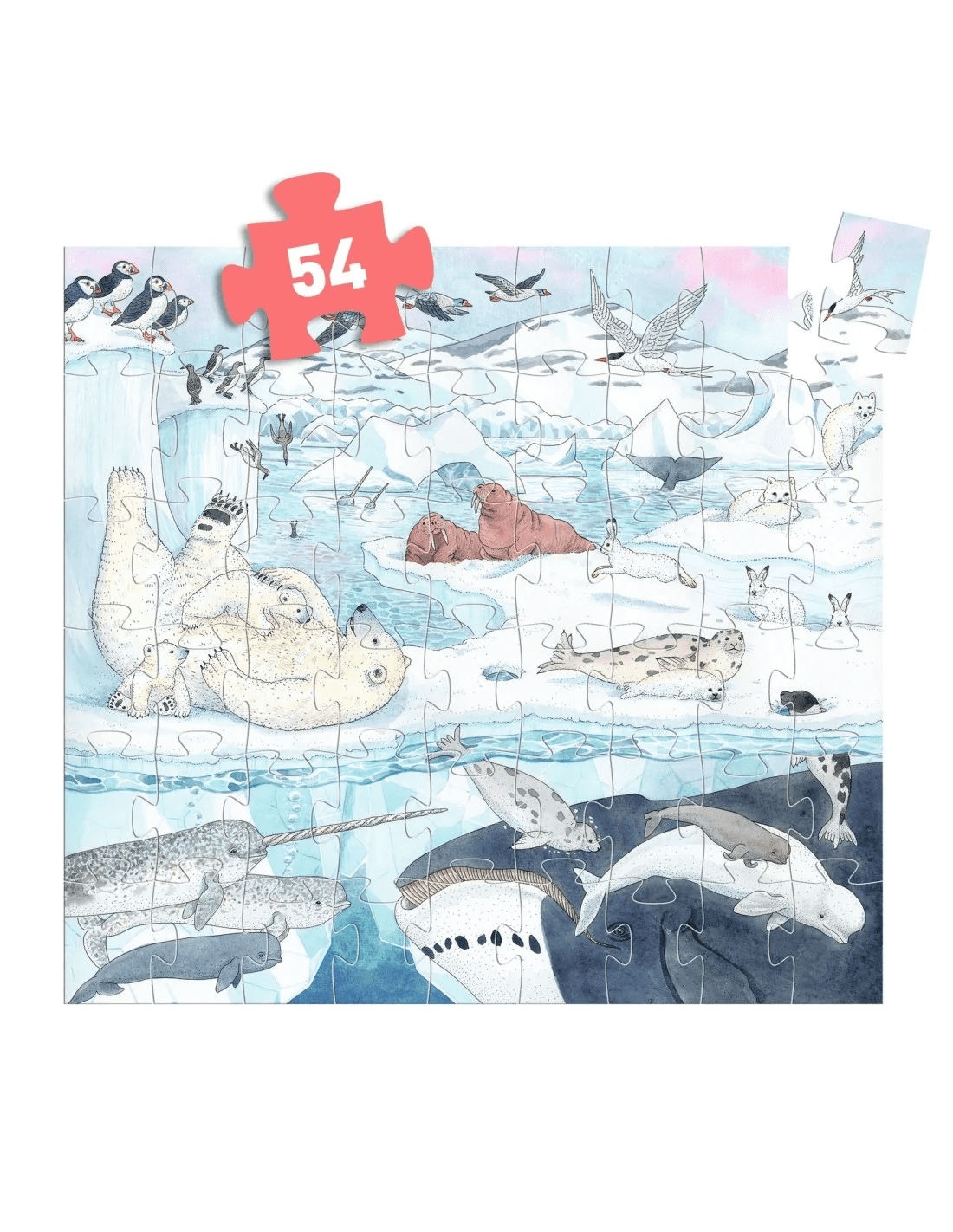 djeco silhouette puzzel zachte poolwereld 54pcs +5