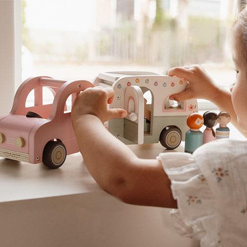 little dutch houten auto met caravan