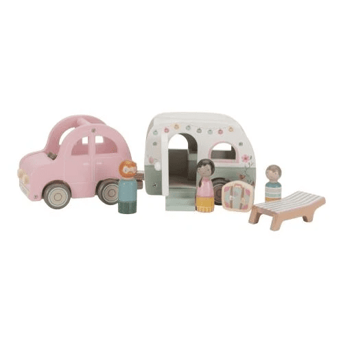 little dutch houten auto met caravan