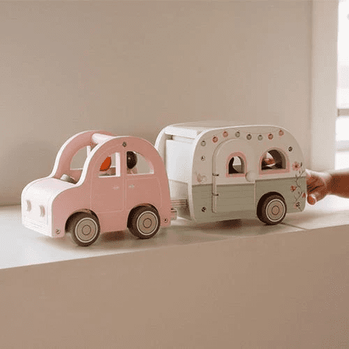little dutch houten auto met caravan