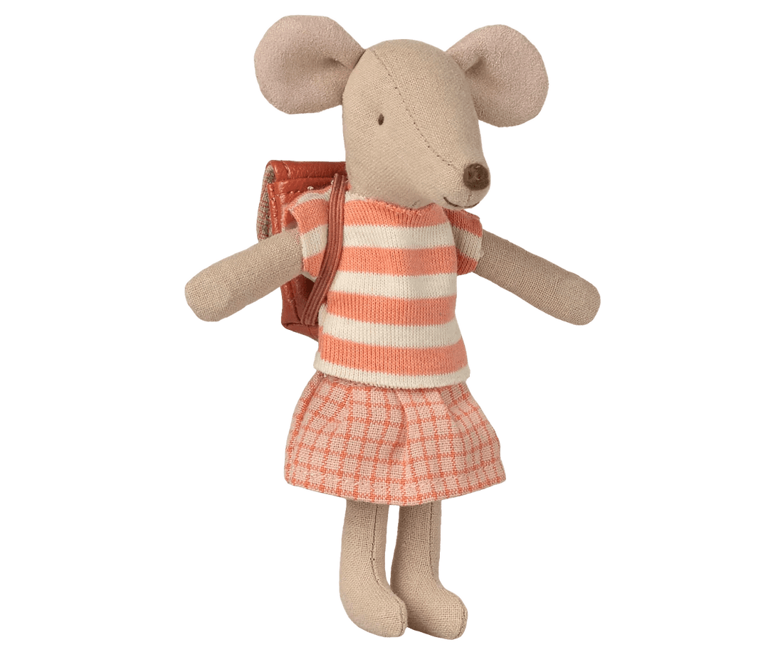 maileg tricycle mouse, big sister coral