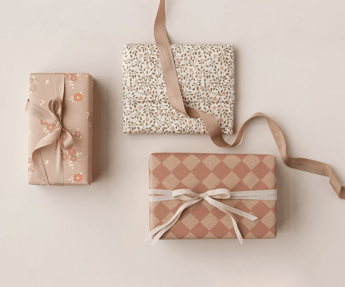 maileg giftwrap, checker powder vintage rose 10m