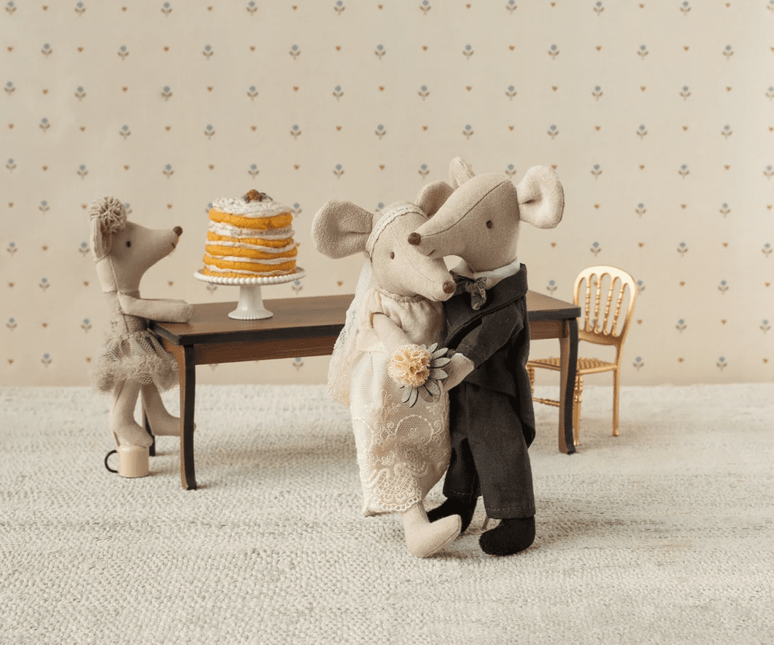 maileg wedding mice couple in box, mum and dad mouse