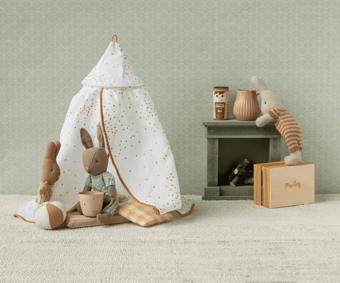 maileg bed canopy, miniature off white
