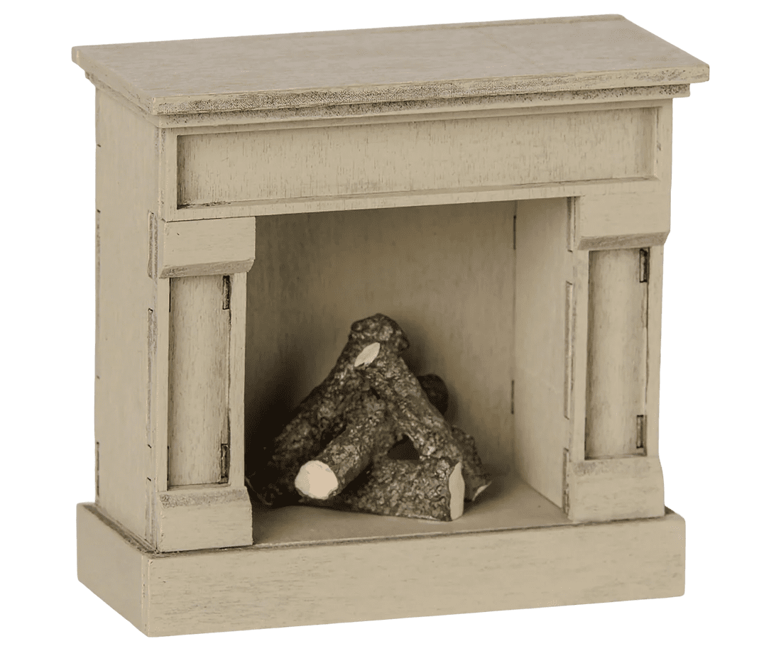 maileg fireplace with light off white