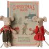 maileg christmas twin mice, little sister and little brother in book