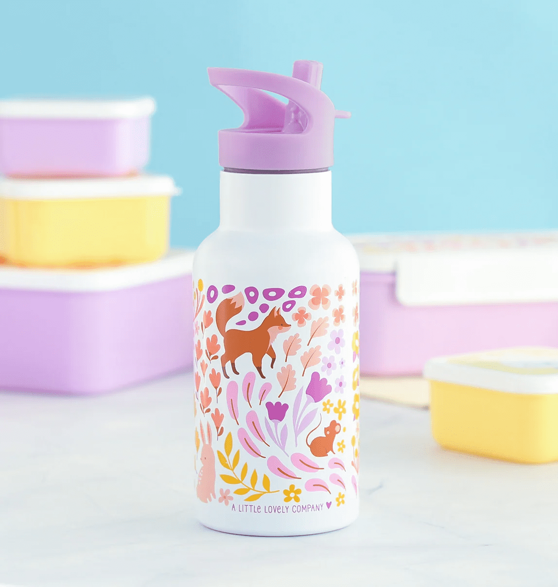 rvs drinkfles bloementuin 350ml