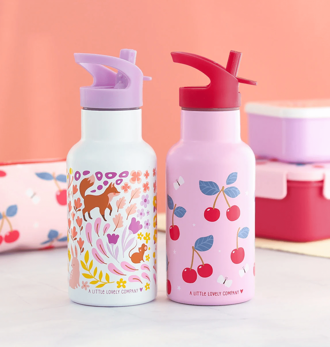 rvs drinkfles bloementuin 350ml
