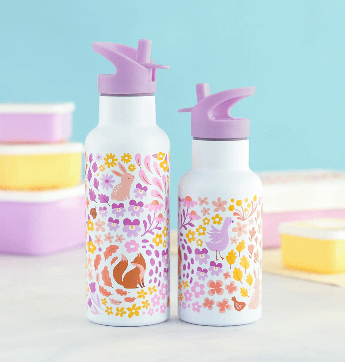 rvs drinkfles bloementuin 350ml