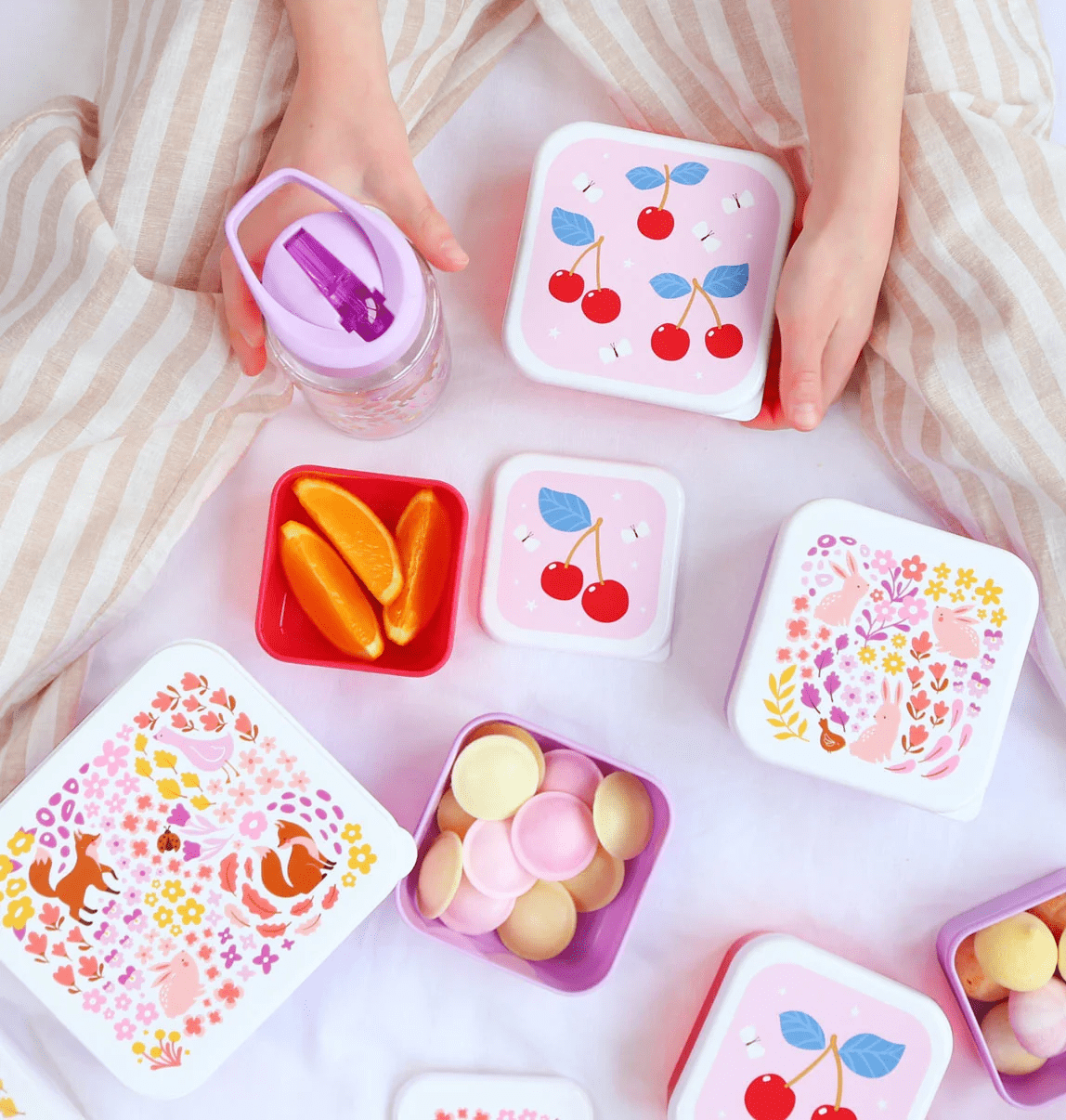 lunch en snack box set – bloementuin