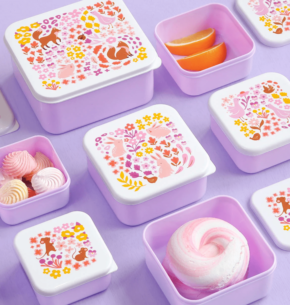 lunch en snack box set – bloementuin